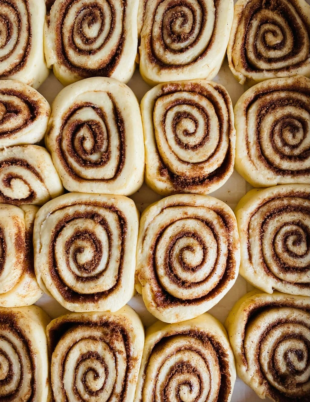 rows of cinnamon rolls